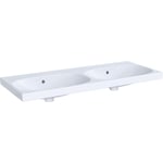 Lavabo de dos senos Geberit Acanto: 120x48cm, Toma de grifo=Sin, Rebosadero=Visible, Blanco